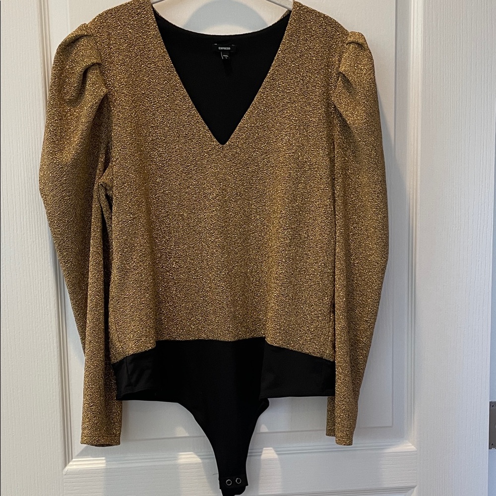 Express Metallic‎ Gold and Black Bodysuit